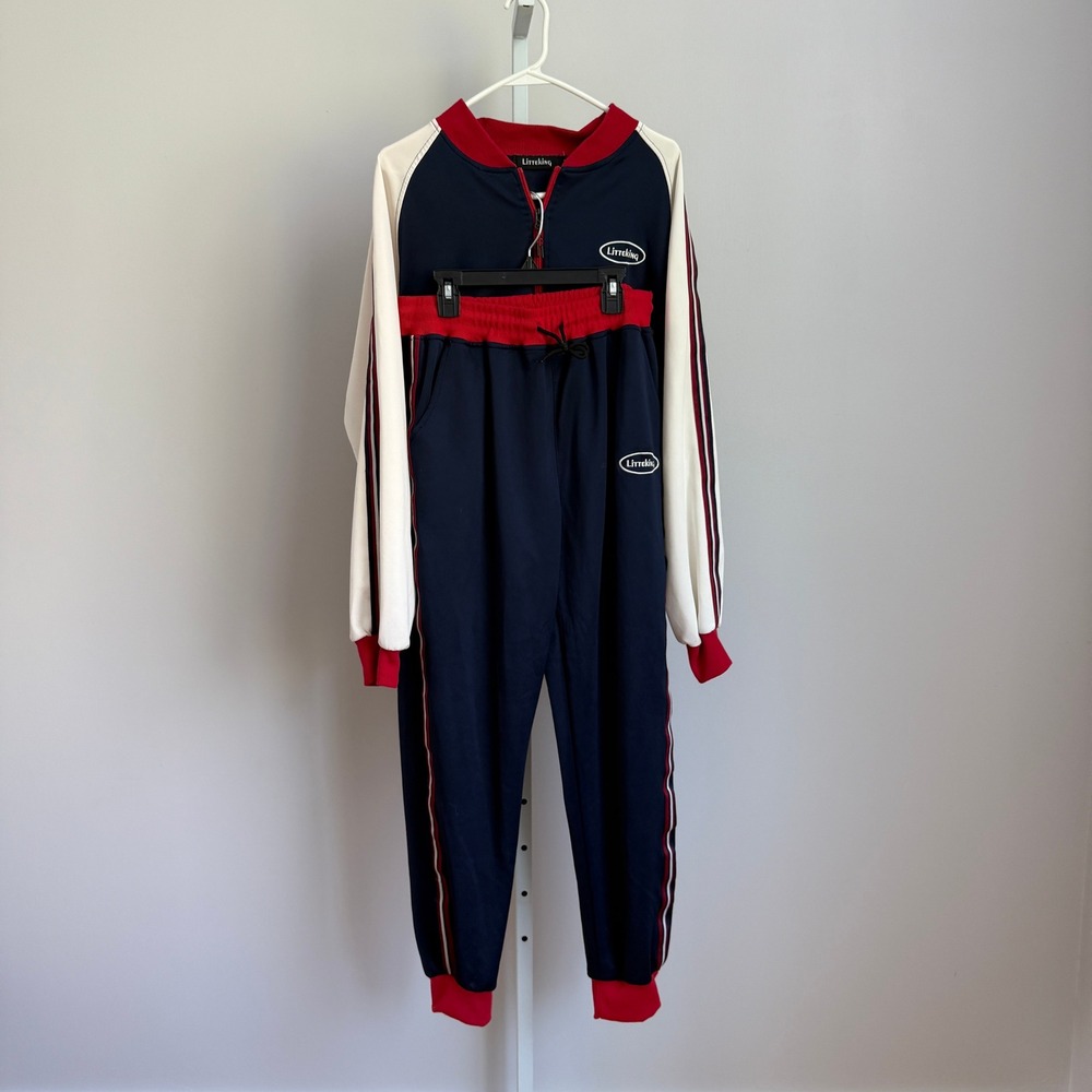 Litteking Sporty Rugged Athletic Performance Colorblock Tracksuit Set L Blue